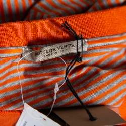 Pre Owned Bottega Veneta Orange Striped Cotton Polo T-Shirt XL