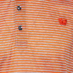 Pre Owned Bottega Veneta Orange Striped Cotton Polo T-Shirt XL