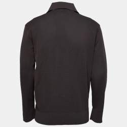 Pre Owned Bottega Veneta Brown Double Pique Long Sleeve Polo T-Shirt M