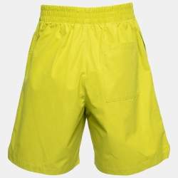 Pre Owned Bottega Veneta Lime Green Cotton Elastic Waist Shorts M