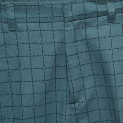 Bottega Veneta Blue Grid Check Cotton Formal Trousers S