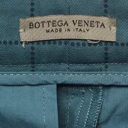 Bottega Veneta Blue Grid Check Cotton Formal Trousers S