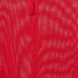 Bottega Veneta Red Patterned Knit Polo T-shirt M 