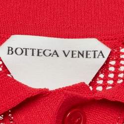 Bottega Veneta Red Patterned Knit Polo T-shirt M 
