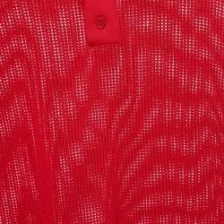 Bottega Veneta Red Patterned Knit Polo T-shirt M 