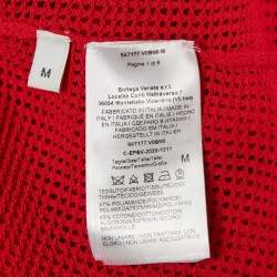 Bottega Veneta Red Patterned Knit Polo T-shirt M 