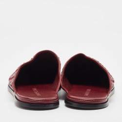 Bottega Veneta Burgundy Intrecciato Leather Flat Mules Size 41