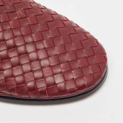 Bottega Veneta Burgundy Intrecciato Leather Flat Mules Size 41