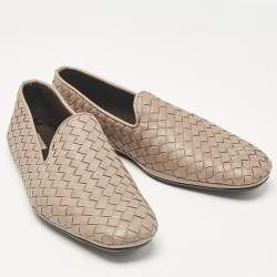 Bottega Veneta Beige Intrecciato Leather Smoking Slippers Size 41.5