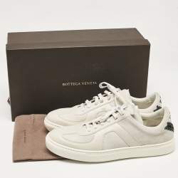 Bottega Veneta White Leather and Suede Low Top Sneakers Size 43