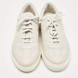 Bottega Veneta White Leather and Suede Low Top Sneakers Size 43