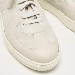 Bottega Veneta White Leather and Suede Low Top Sneakers Size 43