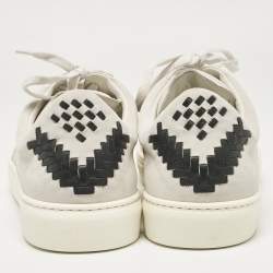 Bottega Veneta White Leather and Suede Low Top Sneakers Size 43