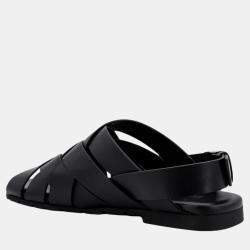 Bottega Veneta Black Leather Alfie Sandals EU 39