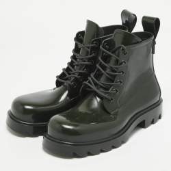 Bottega Veneta Dark Green Rubber Stride Ankle Boots Size 41