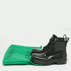 Bottega Veneta Dark Green Rubber Stride Ankle Boots Size 41
