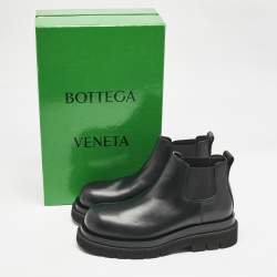 Pre Owned Bottega Veneta Black Leather Chelsea Boots Size 41.5