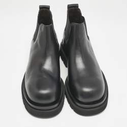 Pre Owned Bottega Veneta Black Leather Chelsea Boots Size 41.5