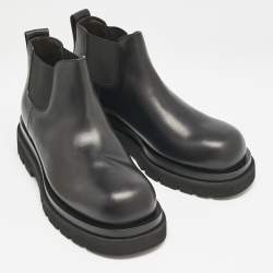 Pre Owned Bottega Veneta Black Leather Chelsea Boots Size 41.5