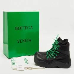Pre Owned Bottega Veneta Black Nylon Puddle Bomber Ankle Boots Size 46