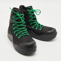 Pre Owned Bottega Veneta Black Nylon Puddle Bomber Ankle Boots Size 46