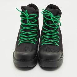 Pre Owned Bottega Veneta Black Nylon Puddle Bomber Ankle Boots Size 46