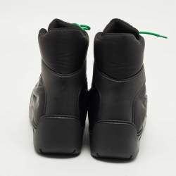 Pre Owned Bottega Veneta Black Nylon Puddle Bomber Ankle Boots Size 46