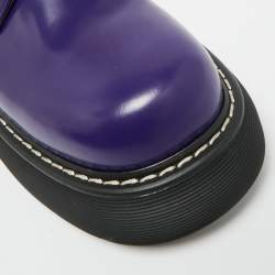 Pre Owned Bottega Veneta The Bounce Swell  Purple Brushed Leather Lace Up Derby  Size 43