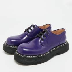 Pre Owned Bottega Veneta The Bounce Swell  Purple Brushed Leather Lace Up Derby  Size 43