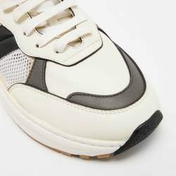 Pre Owned Bottega Veneta Speedster Size 42 White/Black Leather and Mesh Lace Up Sneakers