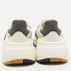 Pre Owned Bottega Veneta Speedster Size 42 White/Black Leather and Mesh Lace Up Sneakers