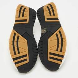 Pre Owned Bottega Veneta Speedster Size 42 White/Black Leather and Mesh Lace Up Sneakers