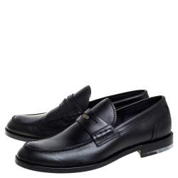 Pre Owned حذاء لوفرز بوتيغا فينيتا سير بيني جلد أسود مقاس 42.5 