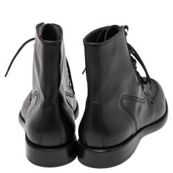 Pre Owned Bottega Veneta Black Leather Combat Ankle Boots Size 43