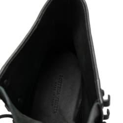 Pre Owned Bottega Veneta Black Leather Combat Ankle Boots Size 43