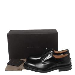 Pre Owned Bottega Veneta Black Leather Lace-up Derby Size 43