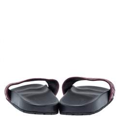 Pre Owned Bottega Veneta Burgundy Intrecciato Leather Flat Slides Size 40