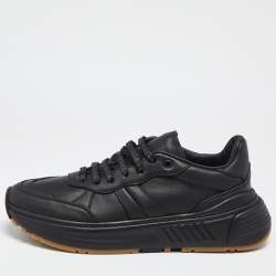Bottega Veneta Black Leather Low Top Lace Up Sneakers Size 42 