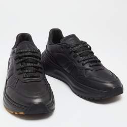 Bottega Veneta Black Leather Low Top Lace Up Sneakers Size 42 