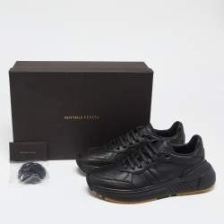 Bottega Veneta Black Leather Low Top Lace Up Sneakers Size 42 