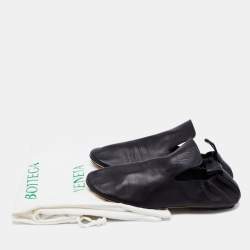 Pre Owned Bottega Veneta Black Leather Scrunch Smoking Slippers Size 43