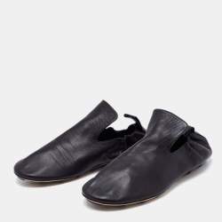 Pre Owned Bottega Veneta Black Leather Scrunch Smoking Slippers Size 43