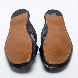 Bottega Veneta Black Intrecciato Leather Cross Strap Slides Size 45