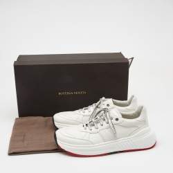 Pre Owned Bottega Veneta White Leather Speedster Sneakers Size 40.5 