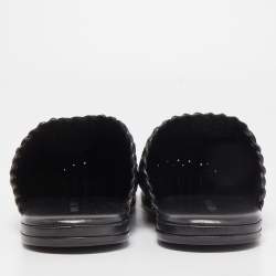 Pre Owned Bottega Veneta Black Intrecciato Leather Flat Mules Size 46