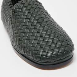 Bottega Veneta Dark Green Intrecciato Leather Slip On Loafers Size 44