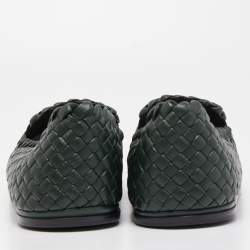 Bottega Veneta Dark Green Intrecciato Leather Slip On Loafers Size 44