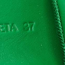 Pre Owned Bottega Veneta Green Leather Lace Up Sneakers Size 37