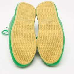 Pre Owned Bottega Veneta Green Leather Lace Up Sneakers Size 37