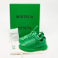 Pre Owned Bottega Veneta Green Leather Lace Up Sneakers Size 37